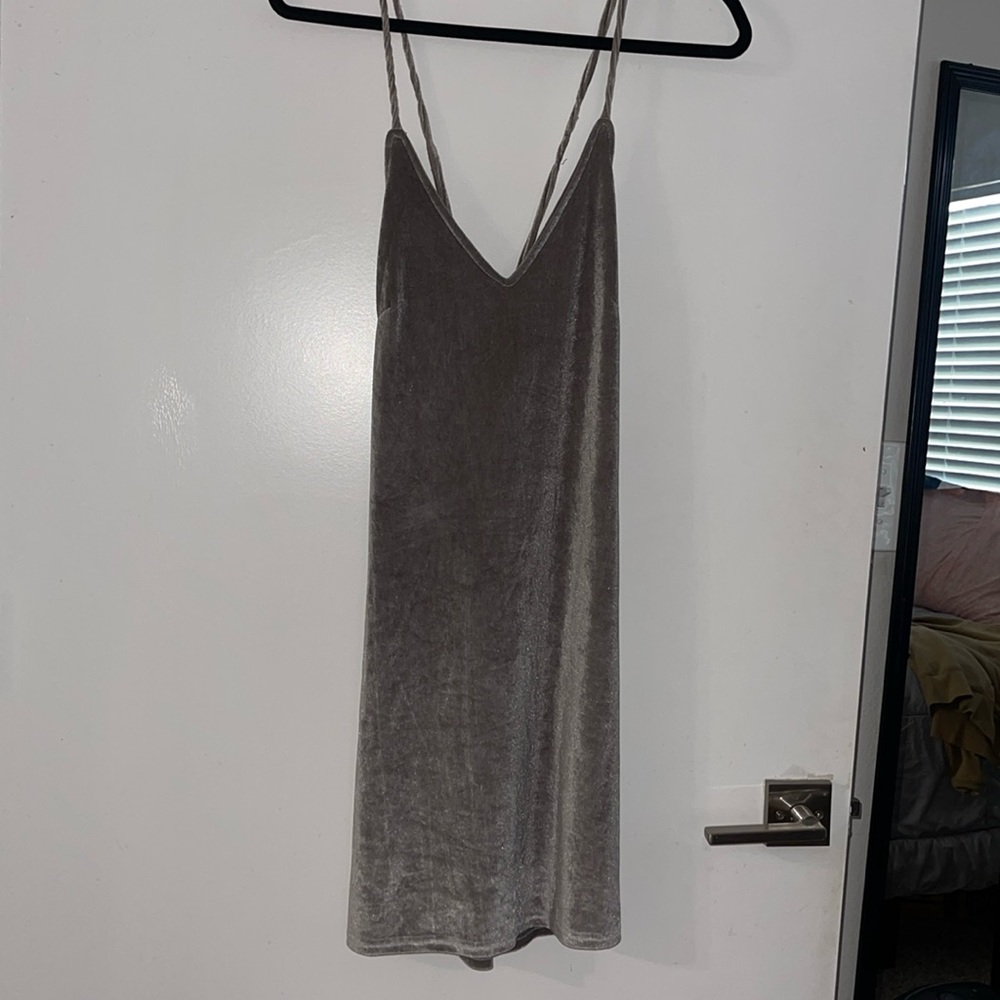 Silver cross back slip dress